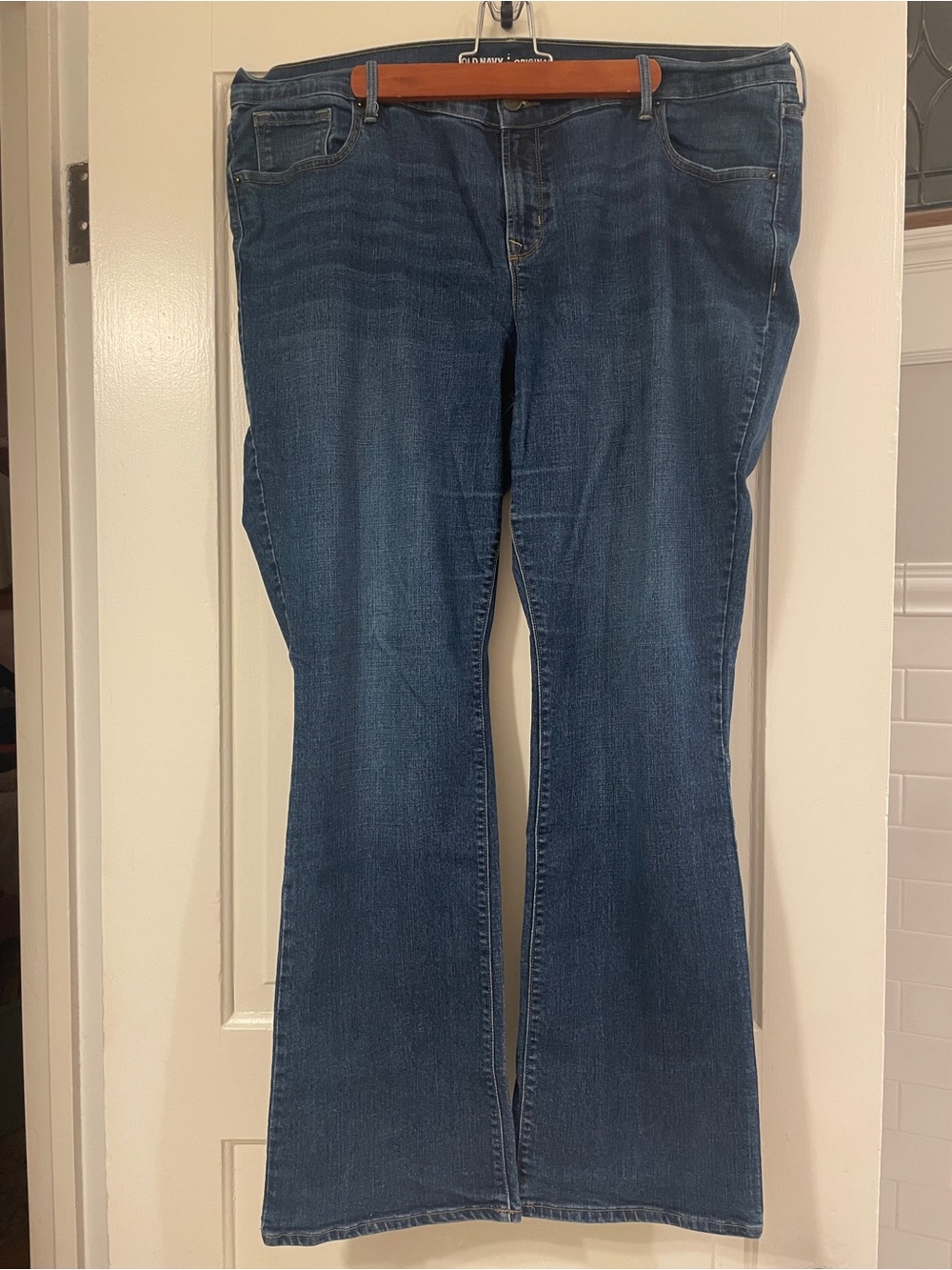 Old Navy Women's Dark Blue Mid-Rise Flare Jeans